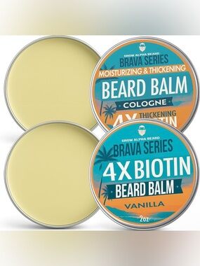 Biotin Beard Balm for Men – Beard Growth & Thickener, Shea Butter Beard Cream